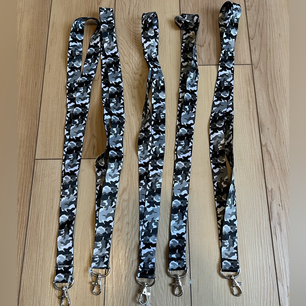 Black and White Camouflage Lot of 5 Lanyards